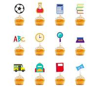 Decorazioni per fondente festivo per il primo giorno di scuola, 12 pezzi, accessori per feste per bambini, ragazze, ragazzi, compleanno, scuola, decorazioni a tema fondente