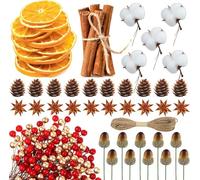 Decorazioni per ghirlande natalizie, bacche artificiali, fette di arancia di frutta secca, bastoncini di cannella, per ghirlanda di Natale, fiorista, diffusore di profumo naturale, 230 pezzi
