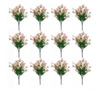 Decorazioni per Giardino e Cimitero 12 Fiori Finti(pink) | Design iper-realistico, gradienti naturali, artigianali, resiste al per sole, per ideale per vasi