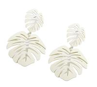 Decorazioni per Gioielli con Orecchini Pendenti a Forma di Foglia di Palma da Cocco a Doppia cavità semplici da Donna - Bianche alla Moda e Popolari Durability And Professional