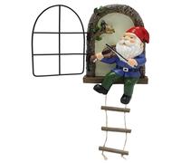 Decorazioni per gnomi per alberi da esterno, accessori che illuminano al buio per casa sull'albero - simpatica statuetta in resina di elfo che suona il violino, decorazioni da giardino per patio