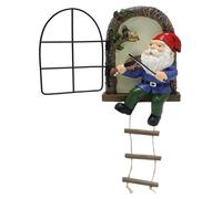 Decorazioni per gnomi per alberi da esterno, accessori che illuminano al buio per la casa sull'albero - simpatica statuetta in resina di elfo che suona il violino, decorazioni da giardino per pati