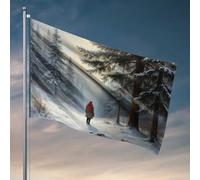 Decorazioni per grotte dell'uomo Solitudine invernale: un uomo nella foresta innevata bandiera uomo grotta bar accessori per stanza da uomo (152 x 244 cm)