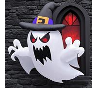 Decorazioni per Halloween da 1,5 m, fantasma gonfiabile con LED integrati, fantasma volante che esplode dalle finestre, per Halloween, esterni, cortile, giardino, prato