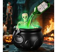 Decorazioni per Halloween per la casa - Calderone di Halloween con Bottiglie di Pozione galleggianti magiche e diffusore, Calderone di strega in plastica nera per la decorazione della tavola