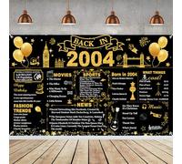 Decorazioni per il 21° compleanno in oro nero, Back in 2004 Poster UK Happy 21st Birthday Decorations, grande retro nel 2004 sfondo banner, 21 anni anniversario decorazione per la casa per ragazze
