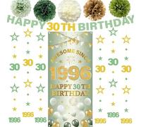 Decorazioni per il 30° compleanno donne uomini - 13 pezzi oro verde impressionante dal 1996 striscioni numero 30 cerchio puntino scintillio stella ghirlanda pompon per trenta Happy Bday forniture per