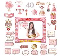 Decorazioni per il 40° compleanno, per donne e uomini, cornice gonfiabile per selfie e 38 accessori per cabina fotografica per 40° compleanno, gigante, cornice gonfiabile per feste, per donne e uomini