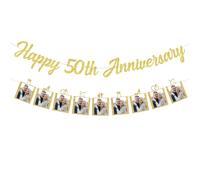 Decorazioni per il 50° anniversario, 50° anniversario d'oro, ghirlande di carta glitterate per 50° anniversario di matrimonio, decorazioni per feste di addio ai cinquant'anni