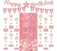 Decorazioni per il 50° compleanno da donna, 9 striscioni in oro rosa con scritta "Happy Birthday" impressionante dal 1976 tenda scintillante a pois da appendere a stelle gagliardetto per lei 50 anni