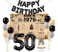 Decorazioni per il 50° compleanno per uomini e donne, nato nel 1976 | Forniture per feste di 50° compleanno con sfondo nato nel 1976, striscione di buon compleanno, kit di palloncini numero 50