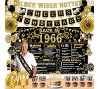 Decorazioni per il 60° compleanno per uomini e donne, 16 decorazioni per striscioni del 1964, tra cui striscione vintage 1964, biglietto di anniversario del 1964, striscione Cheers to 60 anni, 7