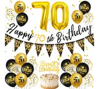 Decorazioni per il 70° compleanno per uomini e donne, set per feste vintage | Striscione per 70° compleanno, bandierine triangolari, set di palloncini, topper per torte, realizzato per il 70° traguardo