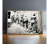 Decorazioni per il bagno in bianco e nero Uomini che fanno pipì che pisciano Ciclismo su strada Stampa Bici Poster fotografico vintage Regalo per immagini artistiche da parete 30x40cm Senza cornice