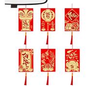Decorazioni Per Il Capodanno Cinese,6 Pezzi Capodanno Vietnamita 2026,Festa Di Primavera Rosso Oro Decorazioni Per Feste | Per Festività Casa Ufficio Porta Albero Parete Finestra