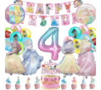 Decorazioni per il compleanno di una bambina di 4 anni,36 pezzi,Stile cartoni animati e anime,Tra cui decorazioni per la torta,Palloncini da principessa e palloncini di compleanno