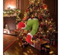 Decorazioni per il corpo del ladro di Natale, set di ornamenti per albero di Grinch, braccio e testa del Grinch, braccio in iuta da posare per interni per camino, porta, finestra (solo gamba)