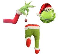 Decorazioni per il corpo del ladro di Natale, set di ornamenti per albero di Grinch, set di ornamenti per albero di Natale, braccio in iuta da posizionare in peluche per interni, per camino, porta,
