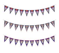 Decorazioni per il giorno dei morti, confezione da 3 striscioni per il giorno dei morti, bandiera a triangolo viola nero con teschio di zucchero per feste per festa messicana per il giorno dei morti