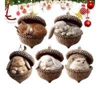 Decorazioni per il Natale | 5 Pezzi Di Pendente Festivo 2D,Decorazioni Albero Di Natale Animali - Per Famiglia Amici Esterno Finestra Soggiorno Casa Vacanza Parete Festività