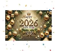 Decorazioni per il nuovo anno - 2026 Festa d'oro - Banner per feste multiuso Capodanno,Per la casa ufficio scuola ristorante bar cortile veranda