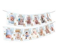 Decorazioni per il primo compleanno a tema orso, striscione fotografico per il primo compleanno del bambino dai 12 mesi, fotografia mensile per neonati e ragazze, compleanno baby shower