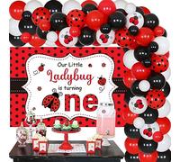 Decorazioni per il primo compleanno, la nostra piccola coccinella sta girando un palloncino ghirlanda arco kit con sfondo per ragazze coccinella 1° compleanno forniture