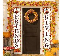 Decorazioni per il Ringraziamento, cartello per portico di amicizia, decorazione autunnale per interni ed esterni, striscione per porta da appendere del Ringraziamento Happy Friendsgiving banner