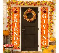 Decorazioni per il Ringraziamento, cartello per portico di amicizia, decorazione autunnale per interni ed esterni, striscione per porta da appendere del Ringraziamento Happy Friendsgiving banner