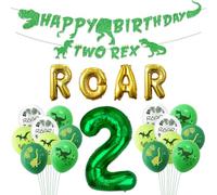 Decorazioni per il secondo compleanno, striscione, palloncini ruggiti, due decorazioni di compleanno per ragazzi e bambini