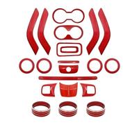 Decorazioni Per J&eep Per Wrangler Jk 2011-2017 Console Centrale Bocchetta Aria Condizionata Volante Portabicchieri Rivestimento(Red 21pcs)