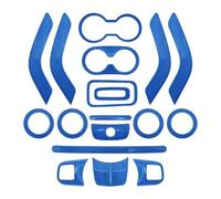 Decorazioni Per J&eep Per Wrangler Jk 2011-2017 Console Centrale Bocchetta Aria Condizionata Volante Portabicchieri Rivestimento(Blue 18pcs)