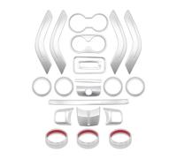 Decorazioni Per J&eep Per Wrangler Jk 2011-2017 Volante Console Centrale Bocchetta Aria Condizionata Portabicchieri Rivestimento(Silver 21pcs)