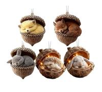 Decorazioni Per L Albero Di Natale | 5 Pezzi Di Pendente Festivo 2D - Ornamenti Di Animali | Per Famiglia Amici Esterno Finestra Soggiorno Casa Vacanza Parete Festività