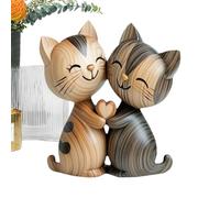 Decorazioni per la casa a forma di gatto - Decorazione da scrivania in legno 2D e pannello di animali | Decorazione animali in legno - pannello coppia di gatti 2d per scrivania e scaffale re