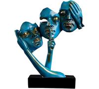 Decorazioni per La Casa Statue Astratte, Tre Re Magi Scultura Accenti di Oggettistica per La Casa, Non Vedere Il Male, Non Sentire Il Male, Non Parlare del Male, Figurine Umane Ornament, Blue