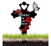 Decorazioni per la fattoria della tomba, cimeli commemorativi - Cemetery Garden Acrylic Stake - Cuore e attraversamento Memoriale Simpatia Grave Marcatori per esterni Giardino cortile