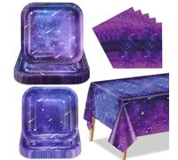 Decorazioni per la festa della galassia spaziale per 20 ospiti, includono piatti di carta per la notte stellata, tovaglioli, tovaglia per la festa di compleanno dei bambini a tema spaziale esterno