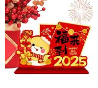 Decorazioni per la tavola del nuovo anno 2025, decorazioni da tavola rosse di Capodanno - Decorazioni per la tavola in legno 2025 - Forniture per le vacanze rosse Decorazioni da tavola a serpente