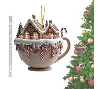 Decorazioni Per L'albero Di Natale - Ornamenti Per Tazze Di Caffè Con Case Di Neve, Stile Acrilico 2D | Simpatici Ciondoli Per Tazza Di Cioccolata Calda Che Portano Un Allegro Tema Di Cioccolata Calda