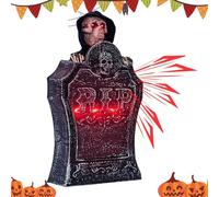 Decorazioni per lapide di Halloween, decorazione per cimitero a LED incandescente di Halloween, decorazione per cimitero con teschio e pietra tombale, spaventosa decorazione per Halloween, con suono