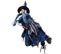Decorazioni per le streghe di Halloween 10 X 30 Electric Hanging Flying Witch with suoni e occhi luminosi che terrificanti oggetti di scena infestati per la casa interno, all'aperto e di Halloween (n