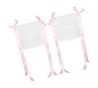 Decorazioni per lo schienale della sedia da cerimonia, set 2, cartelli per sedia in pizzo con cinghie nastro per la decorazione dei posti a sedere per matrimoni, striscioni nuziali, decorazioni