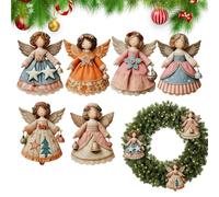 Decorazioni Per Natale A Forma Di Angelo,6 Pezzi Pendente In Legno Con Corda Regolabile - Piccoli Angeli Decorativi,Per Famiglia Amici Bambini Decorazione Parete Corona Ghirlanda Festa Interno Esterno