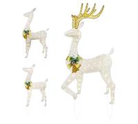 Decorazioni per paletti da prato per Natale | Inserimento festivo a LED Realistici 3 pezzi, renna di Natale, per gli amici, casa, vacanze, giardino, prato, sentiero