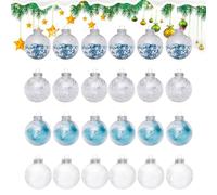 Decorazioni per palline di Natale, 24 ornamenti trasparenti da 6 cm | 24 pezzi, 6 x 6 cm, multicolore, leggeri, per esposizione di feste, pareti, finestre e giorni festivi