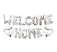 Decorazioni per palloncini con scritta "Welcome Home" - Decorazione per palloncini a forma di cuore in lamina argentata, forniture per feste di benvenuto per bambini militari