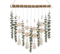 Decorazioni per pareti di eucalipto 19,3x15,8 pollici murali eucalipti artificiali appesi con chip in legno e tassal arte murale eucaliptus rustica con bastone in legno e corda sospesa per la scuola