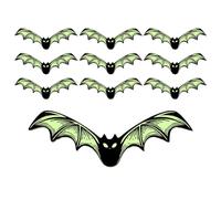 Decorazioni per pipistrelli di Halloween - Batti fluorescenti da 10 pezzi | Blow in the Dark Adesions | Adesivi a parete 3D in legno flessibile | Decorazioni di Halloween per casa, muro, finestra