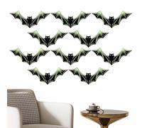 Decorazioni per pipistrelli di Halloween - Batti fluorescenti da 10 pezzi | Blow in the Dark Adesions | Adesivi a parete 3D in legno flessibile | Decorazioni di Halloween per casa, muro, finestra